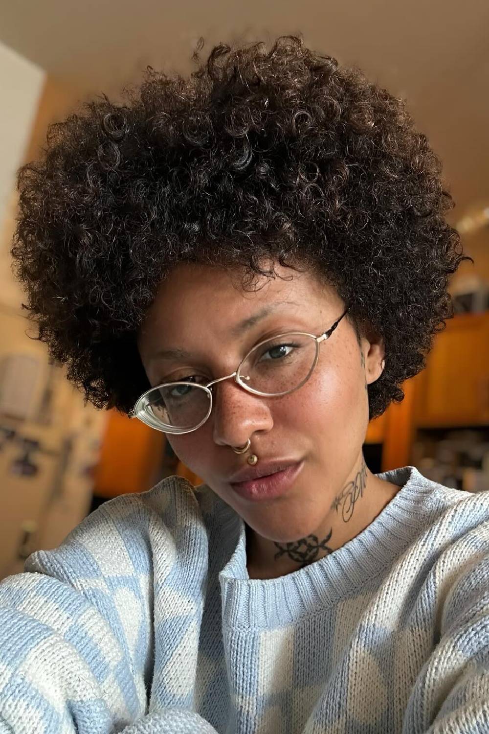 Natural Curly Afro with Defined Texture