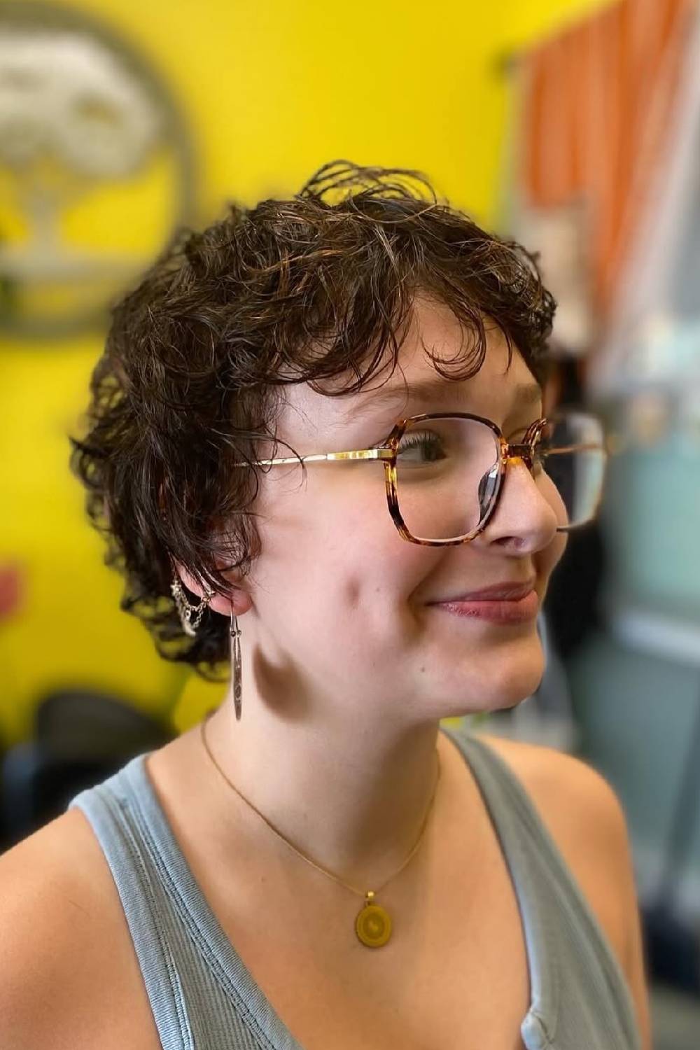 Playful Curly Pixie Cut with Defined Texture