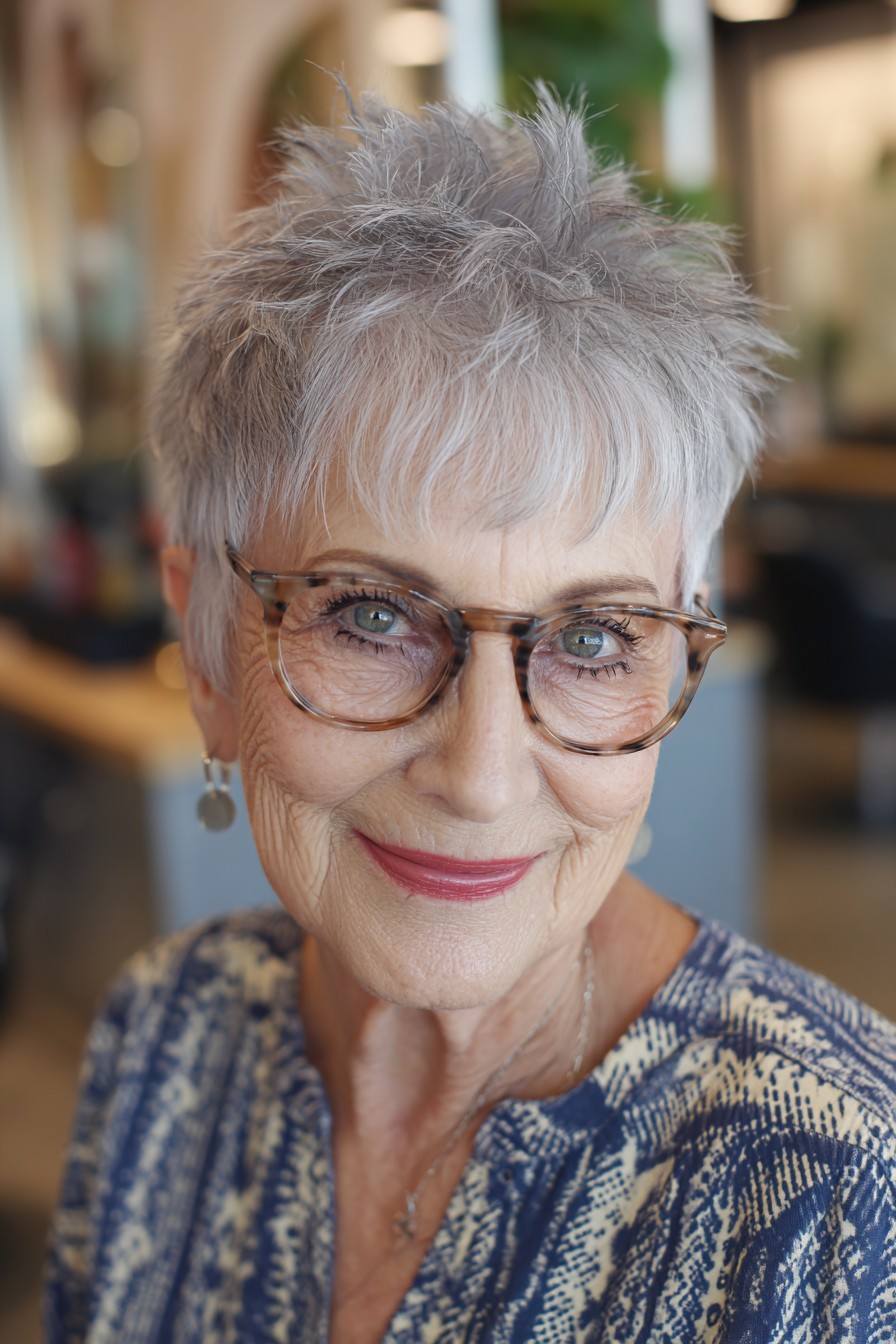 Playful Textured Platinum Pixie with Defined Volume