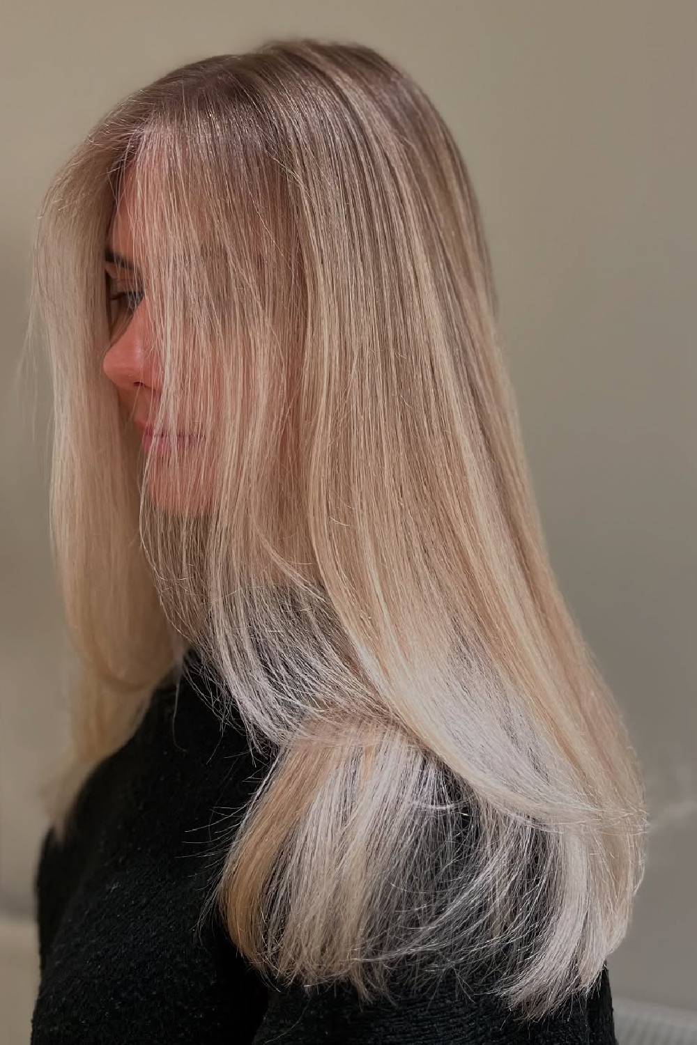 Silky Long Straight Hair with Subtle Ash Highlights