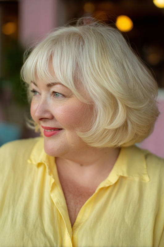 Soft Blonde Wedge Bob with Charming Volume