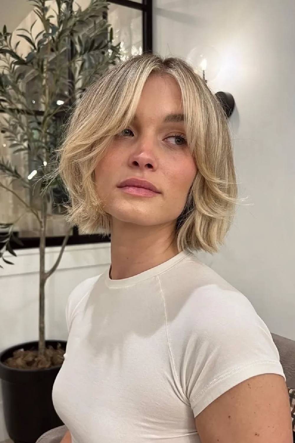 Soft Textured Blonde Bob with Face-Framing Layers