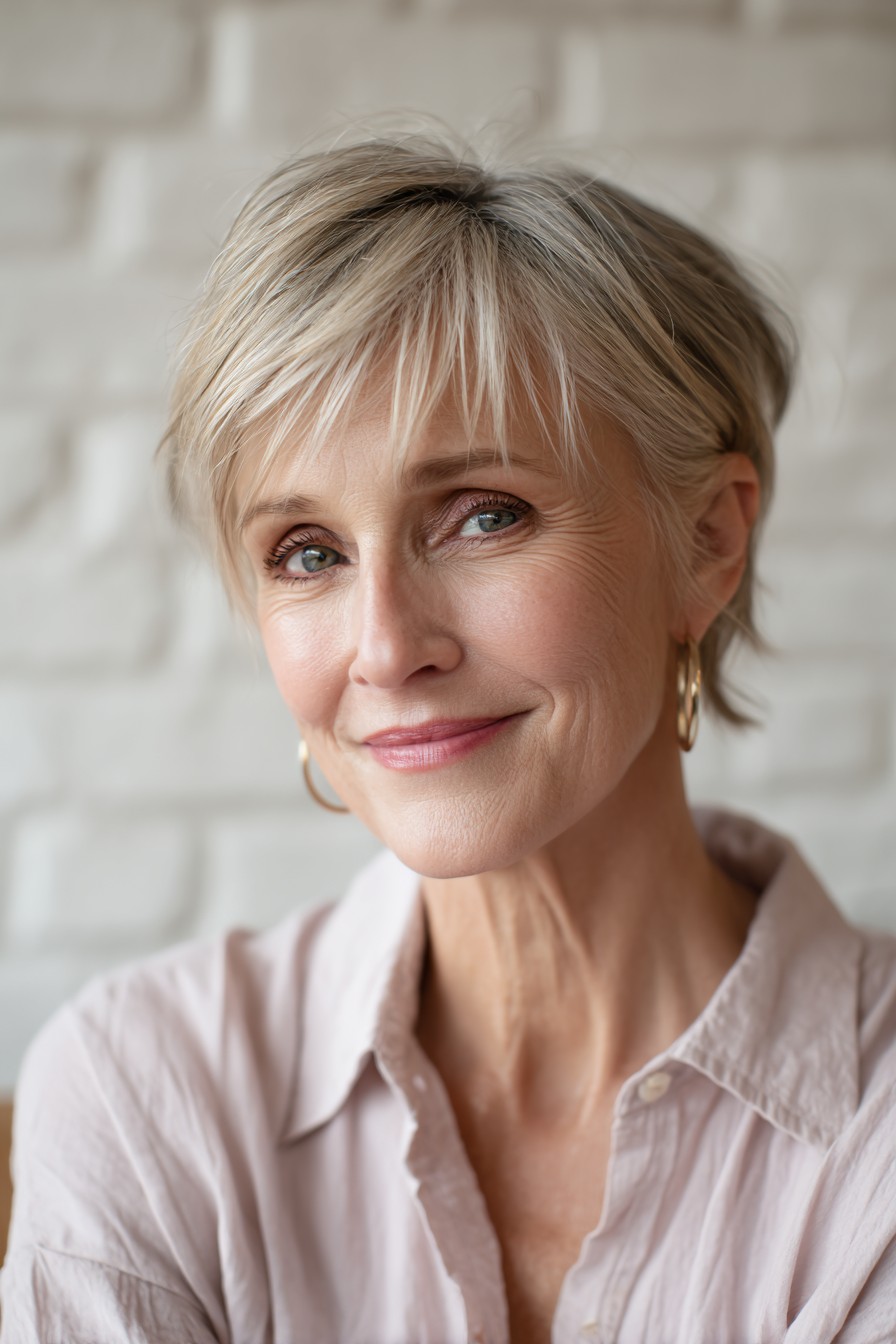 Soft Textured Short Cut with Wispy Bangs