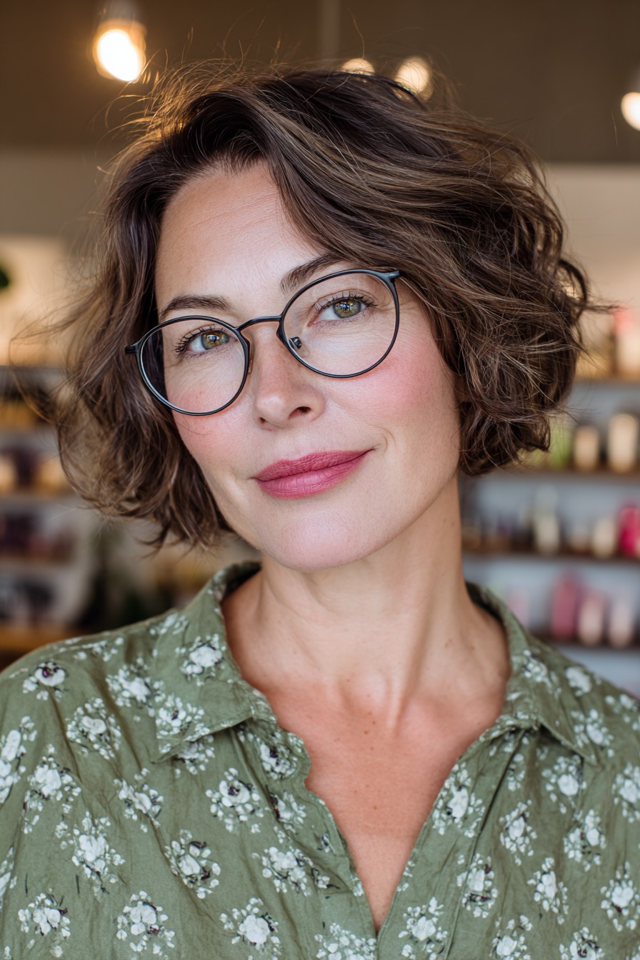 Softly Textured Curly Bob with Framed Face