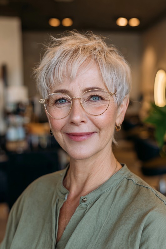 Stylish Short Textured Pixie with Subtle Highlights