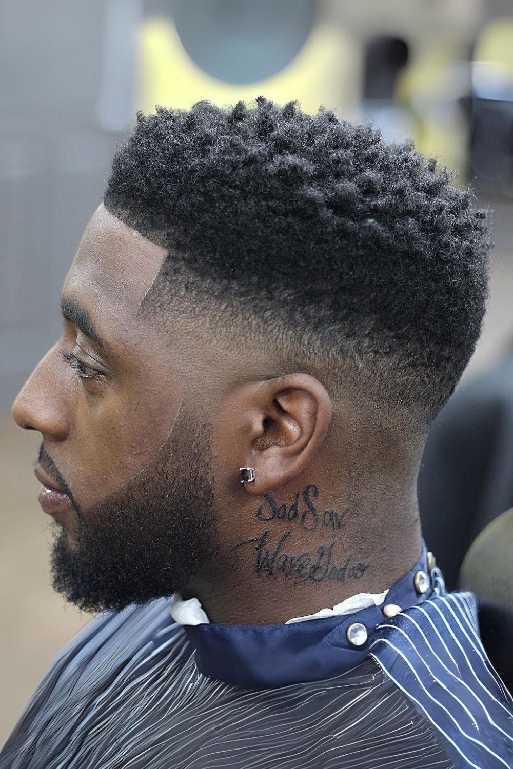 Textured High-Top with Faded Sides and Defined Line Work