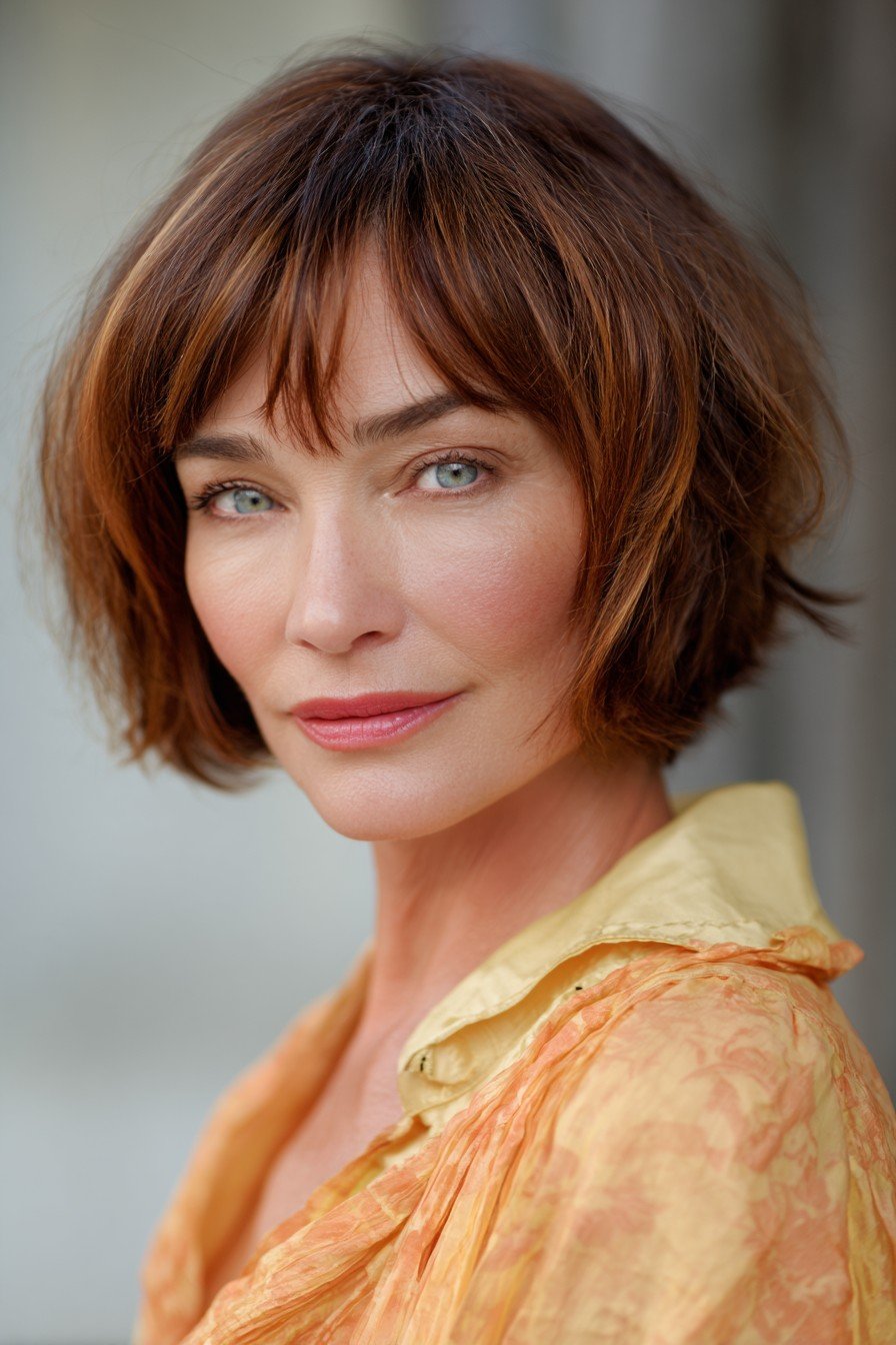 Textured Jaw-Length Bob with Face-Framing Layers