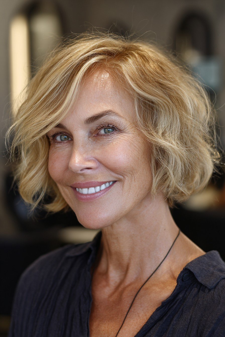 Textured Jaw-Length Cut with Soft Beachy Waves