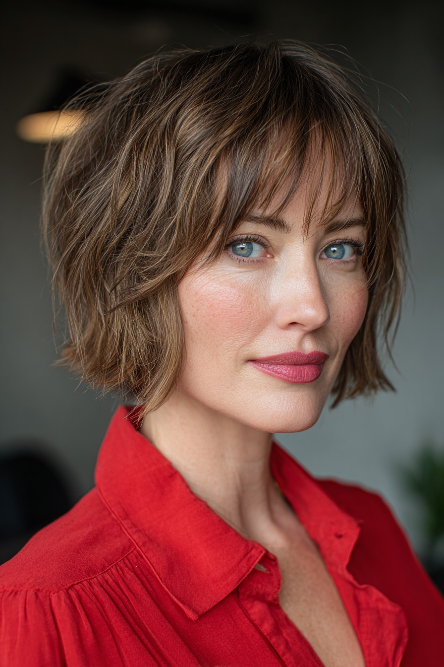 Textured Jaw-Length Cut with Soft Fringe
