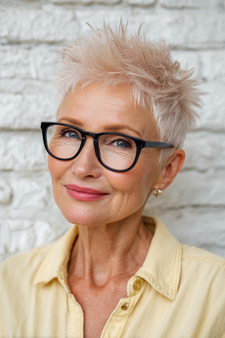 Textured Light Blonde Spiky Pixie Cut