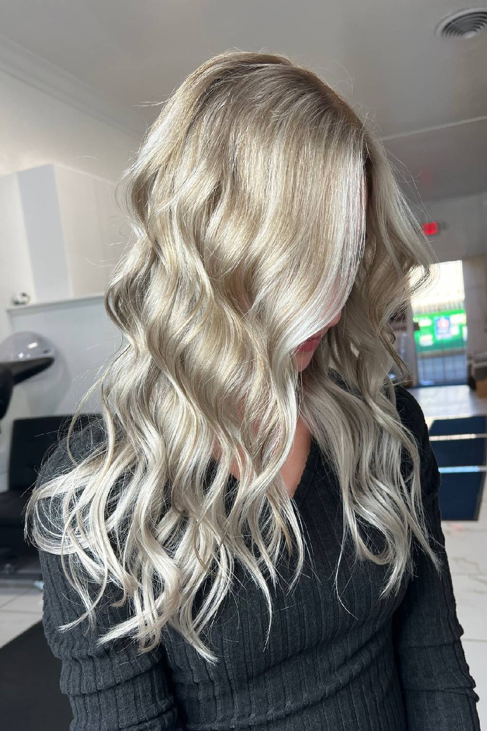 Textured Long Waves with Icy Platinum Highlights