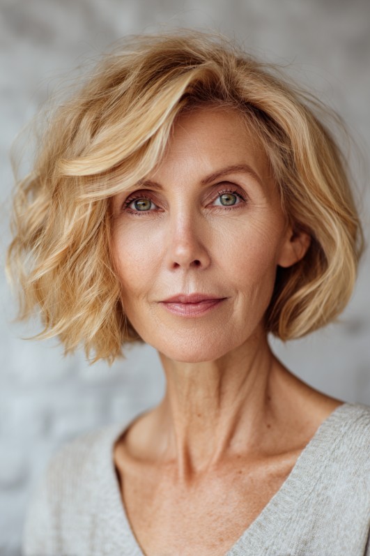 Textured Shattered Bob with Soft Beachy Waves