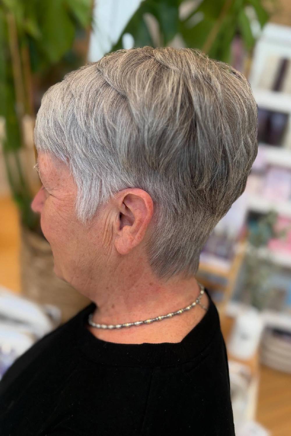 Textured Silver Pixie with Soft Layers