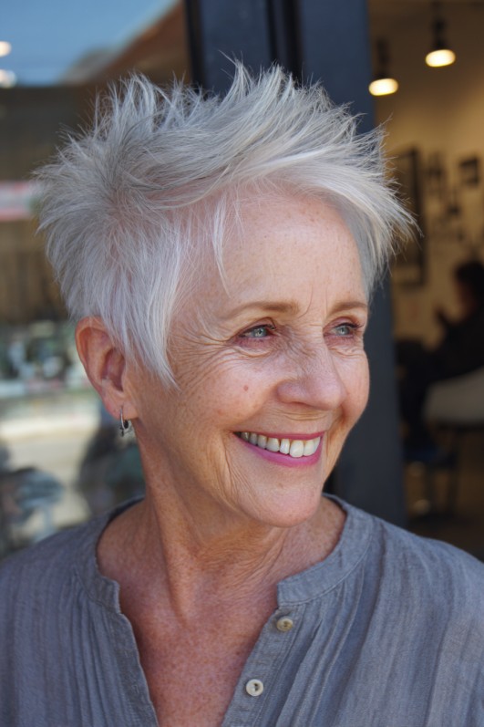 Textured Silver Spiky Pixie Cut