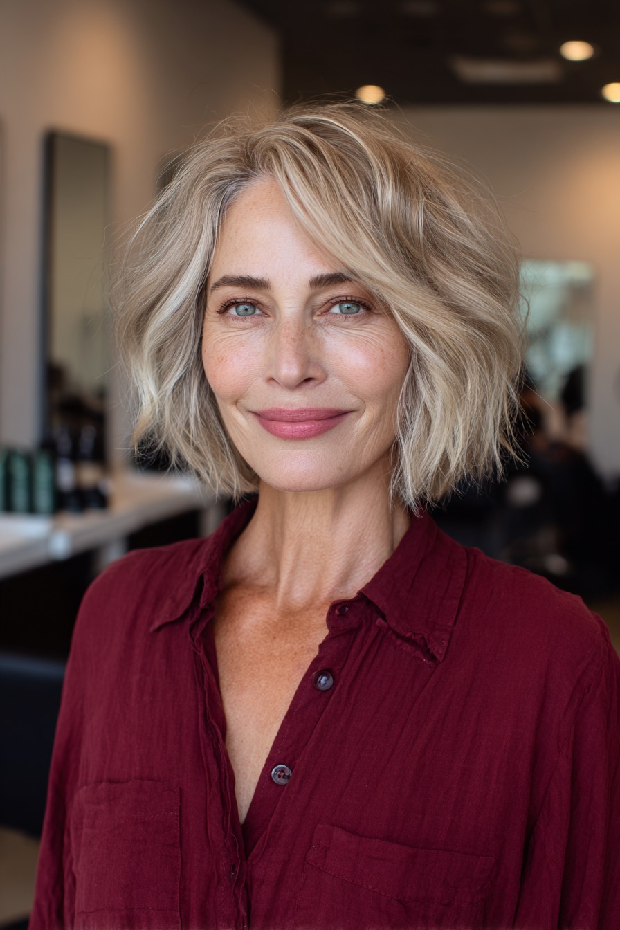 Textured Wavy Bob with Soft Layers