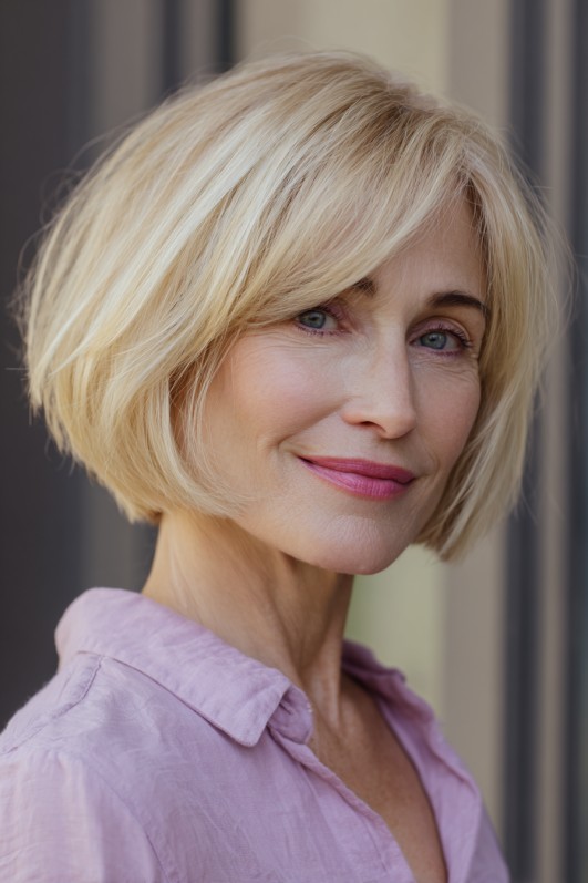 Textured Wedge Bob with Soft Blonde Layers