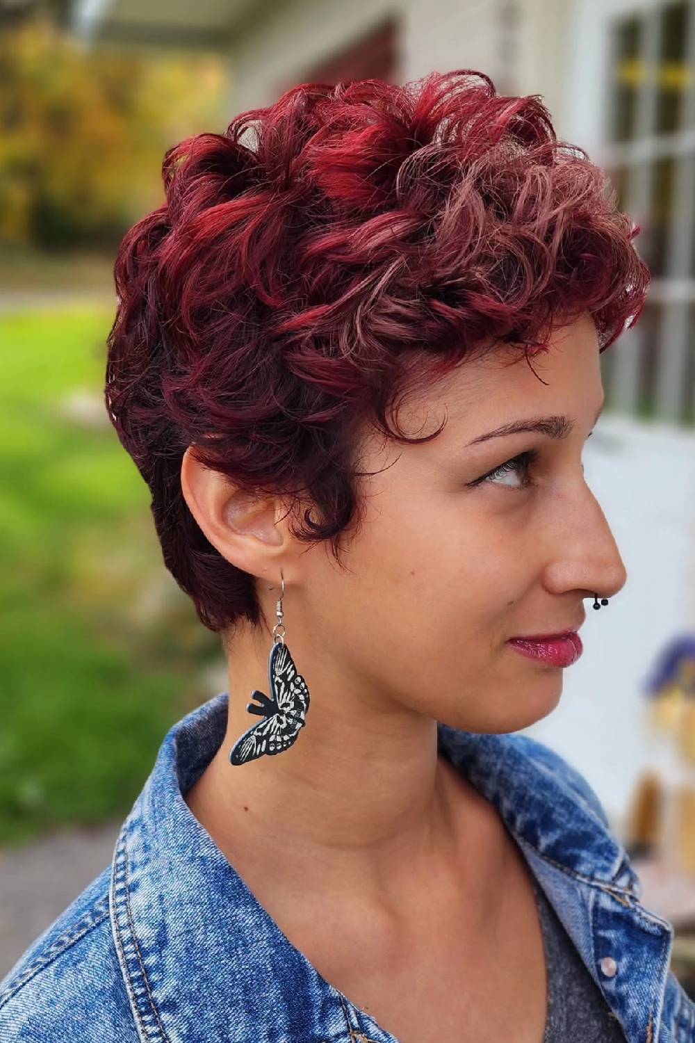 Vibrant Curly Pixie Cut with Textured Layers