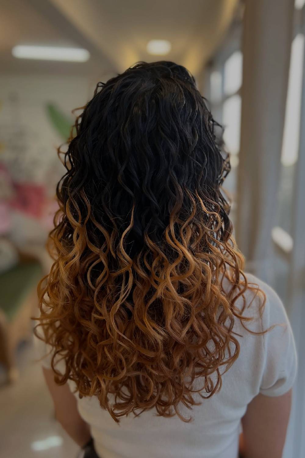 Warm Ombre Curly Layers with Defined Curls