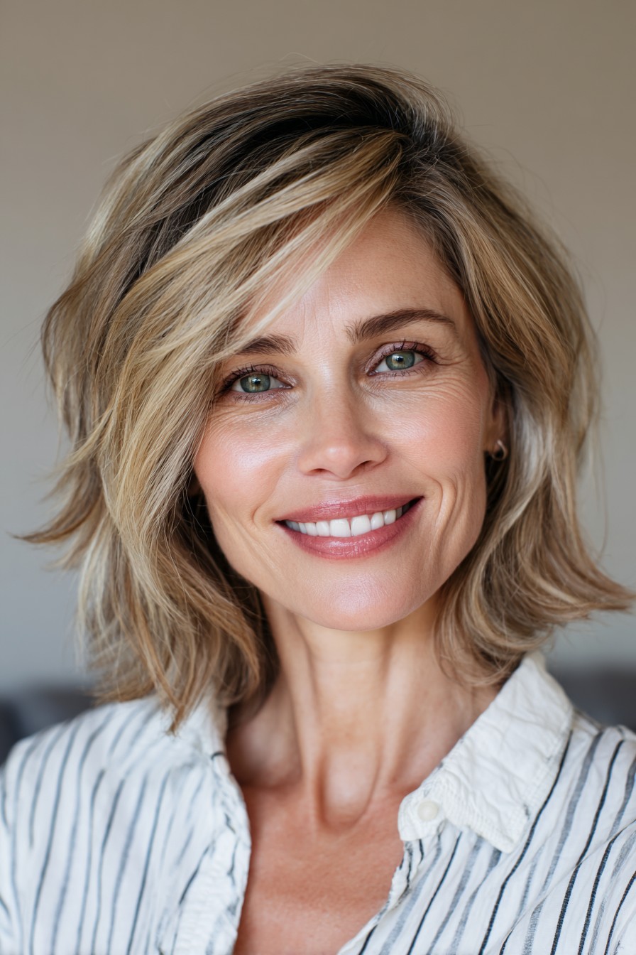 Textured Mid-Length Cut with Soft Face-Framing Layers