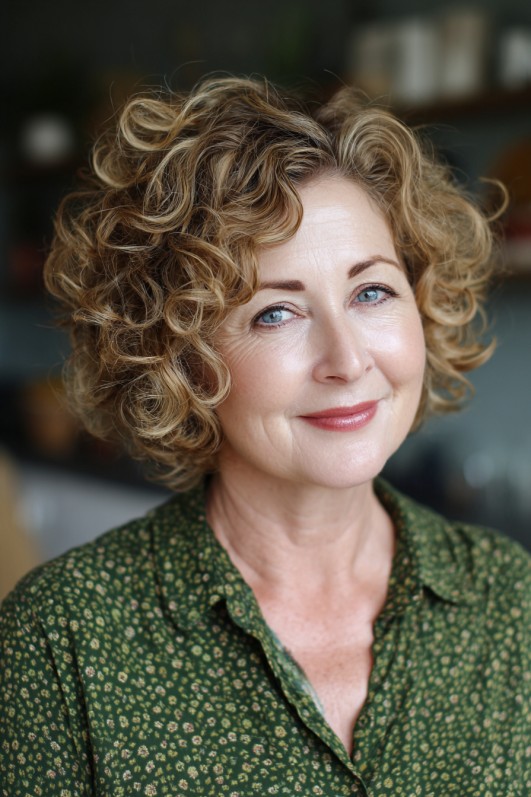 Charming Curly Bob with Soft Layers