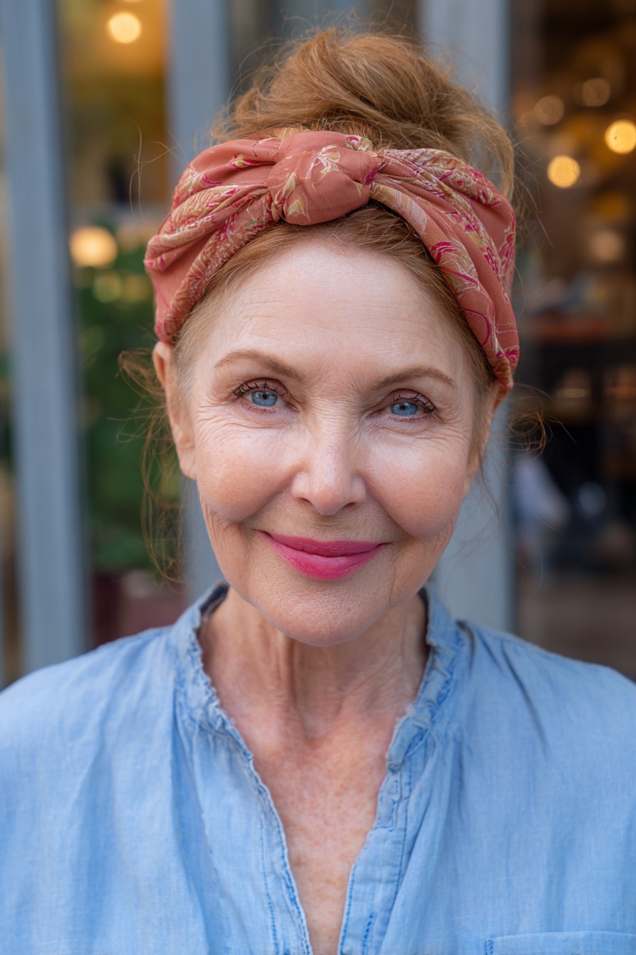 Charming Textured Updo with a Floral Headband