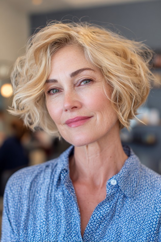 Chic Curly Textured Bob