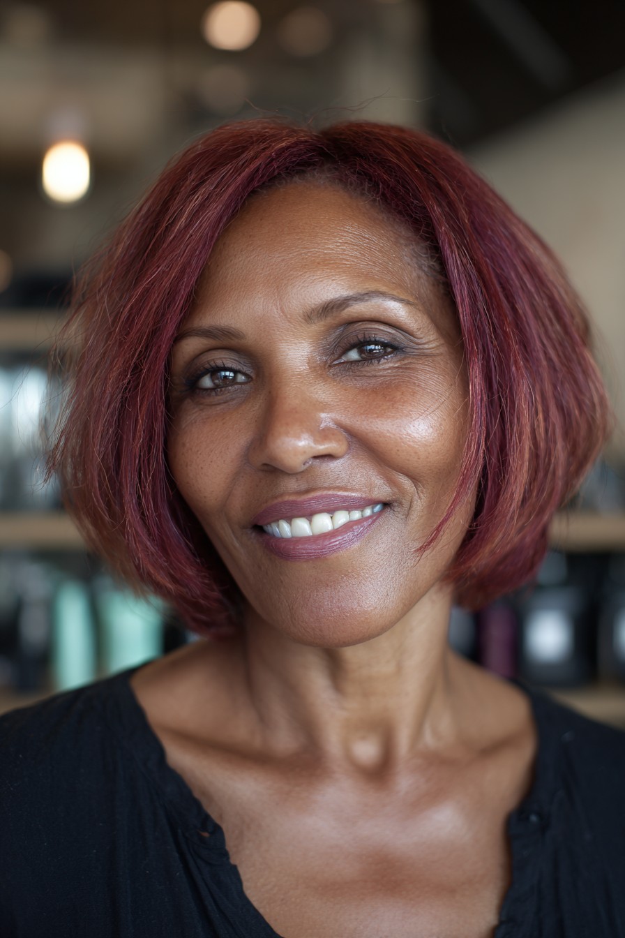 chic layered red bob haircut