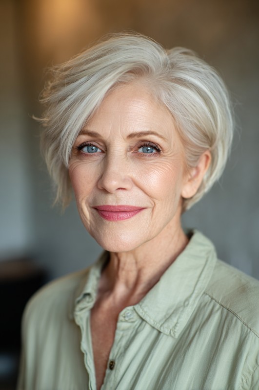 chic layered textured bob with side swept bangs