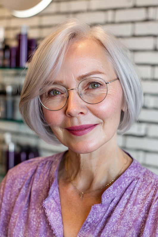 Chic Silver Micro Bob with Soft Textured Layers