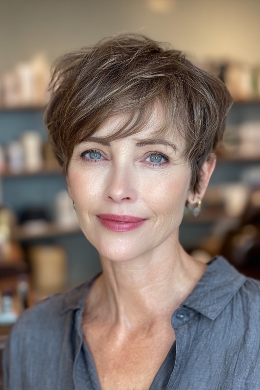 Chic Textured Short Pixie with Subtle Layers