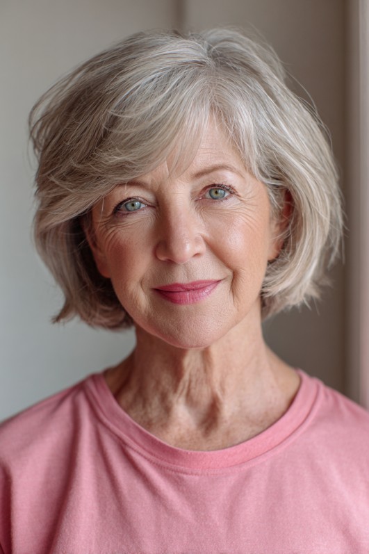 Chic Textured Silver Bob with Soft Layers