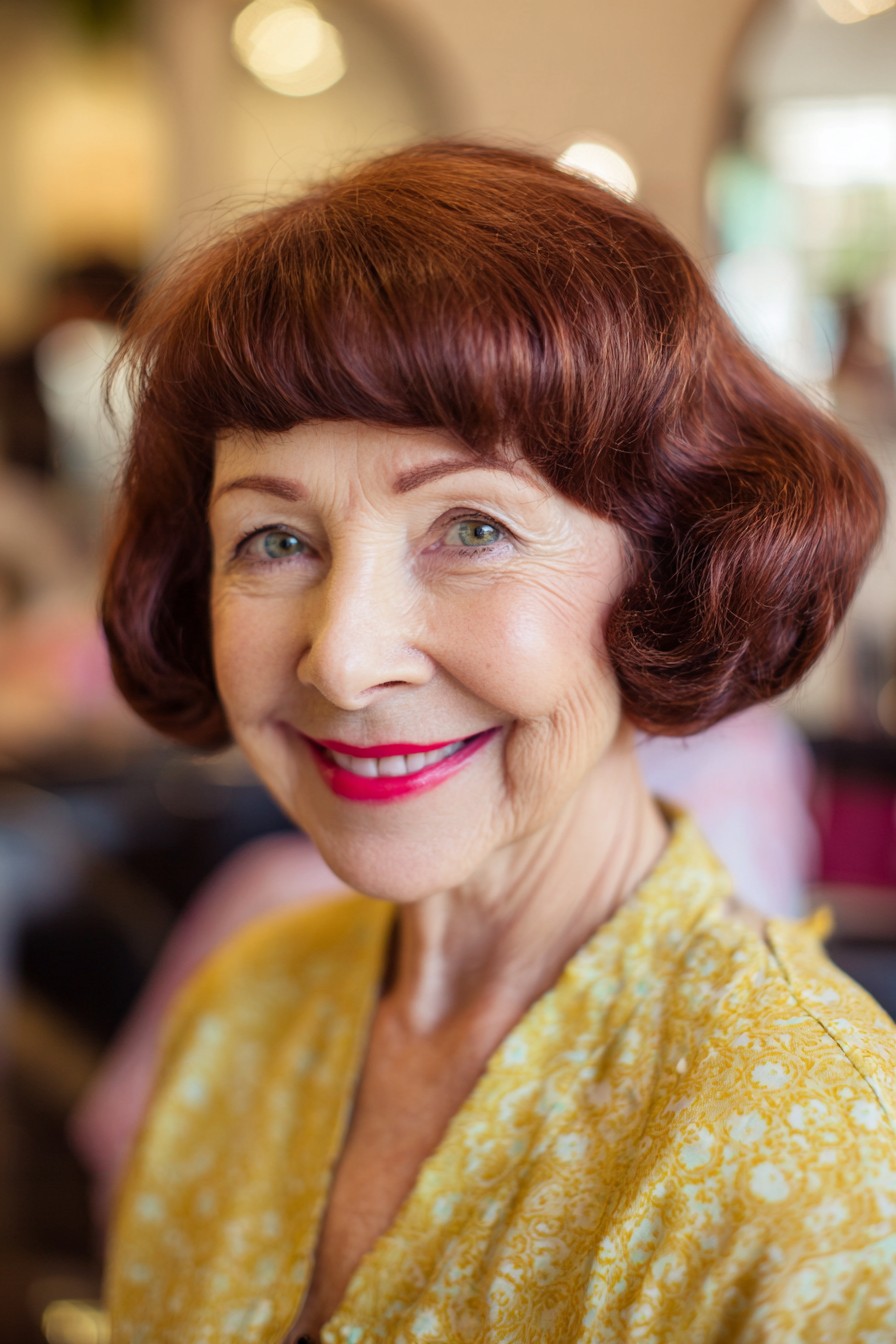 Classic Short Curly Bob with Fringe