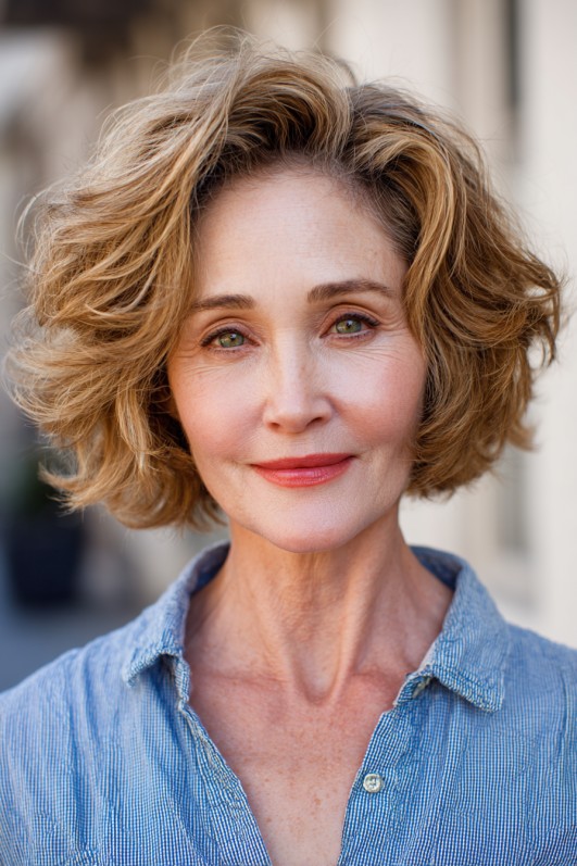 Effortlessly Elegant Short Layered Cut with Soft Waves