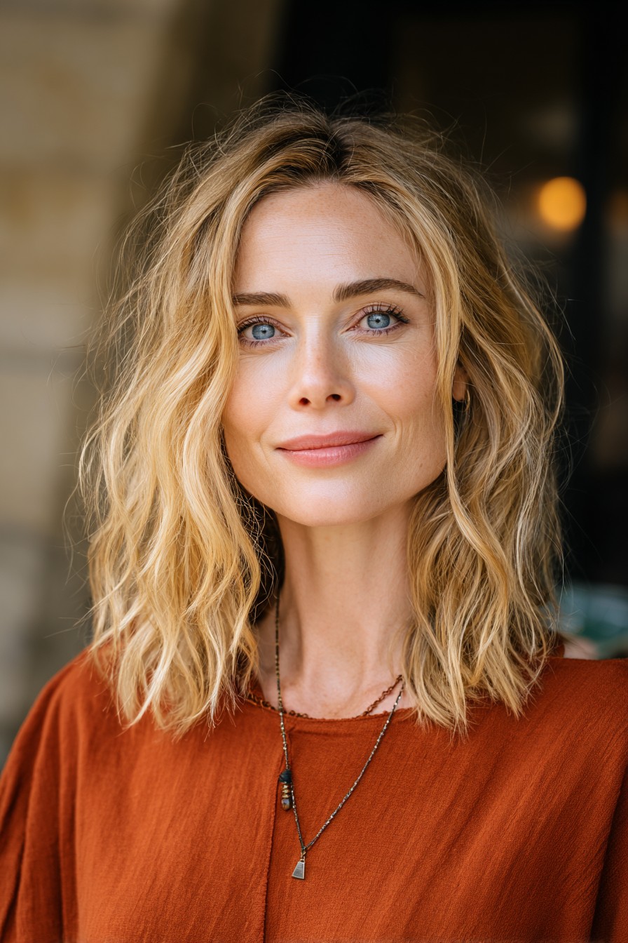 Effortlessly Tousled Mid-Length Waves