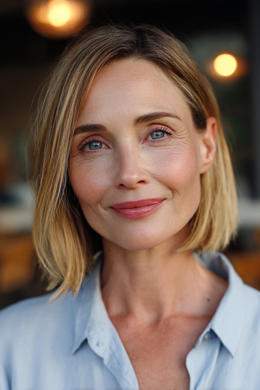 Elegant Blunt Lob with Soft Face-Framing Layers
