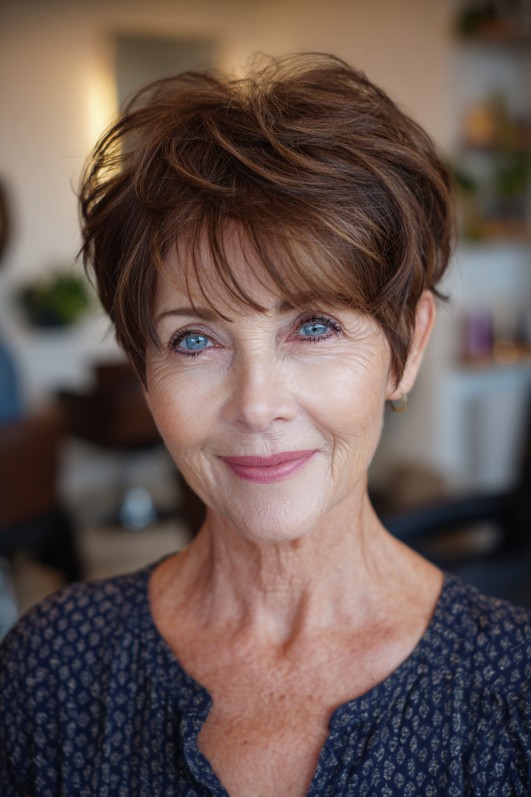 Elegant Short Textured Pixie with Face-Framing Layers