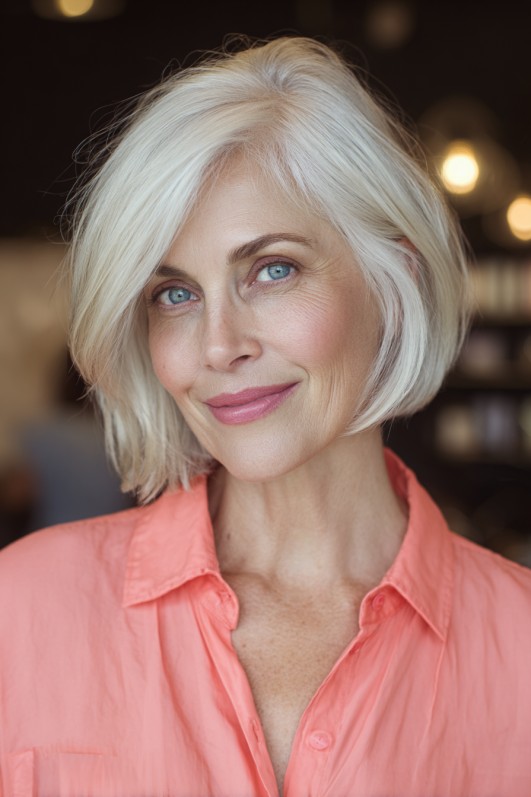 Elegant Soft Asymmetrical Micro Bob with Subtle Volume