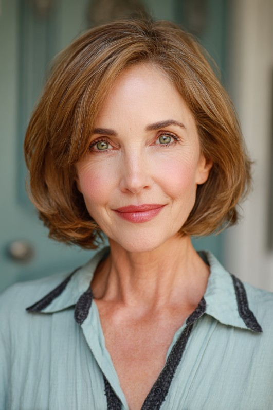 Elegant Softly Layered Bob with Face-Framing Highlights
