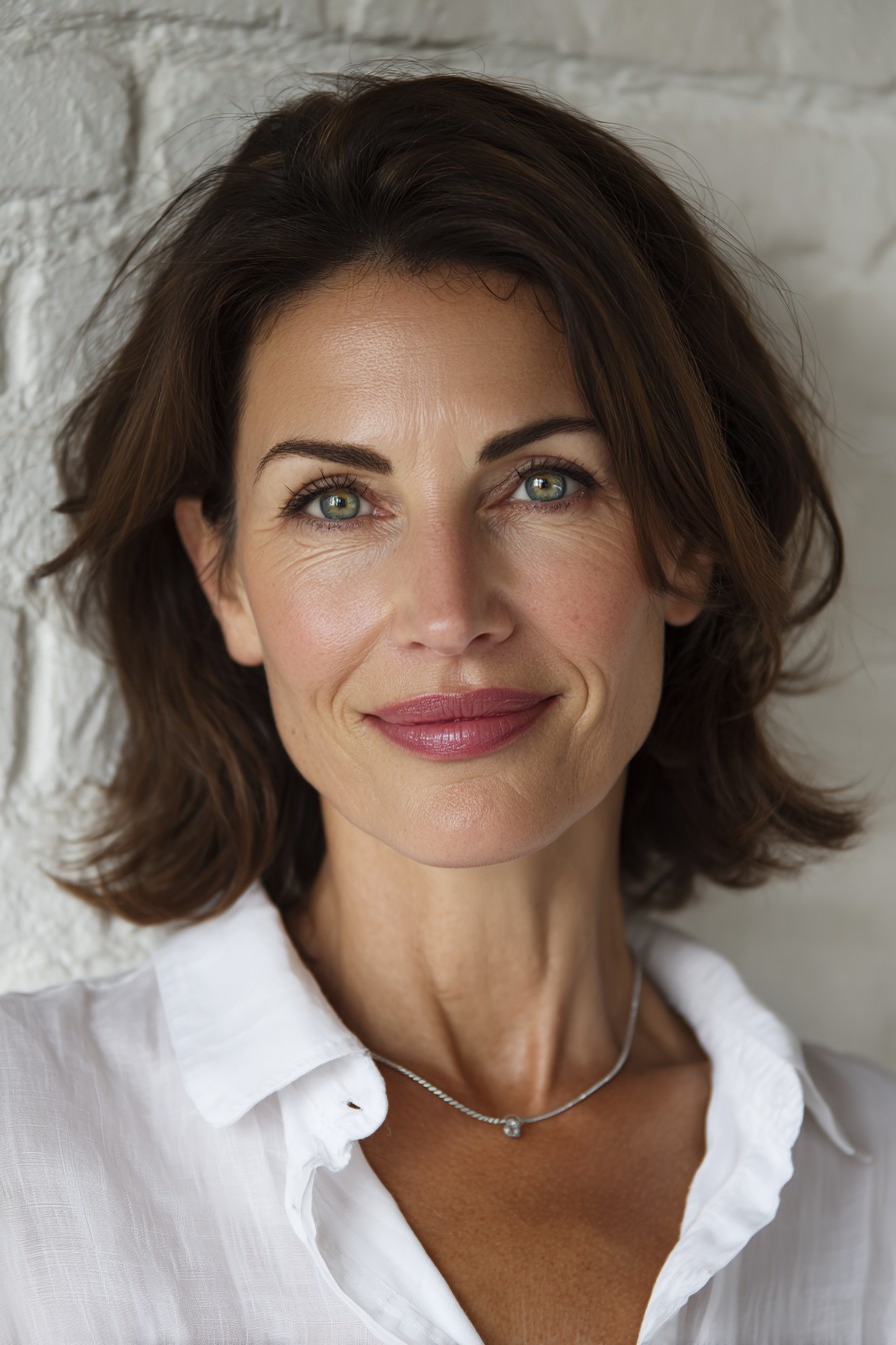 Elegant Textured Mid-Length Cut with Soft Waves