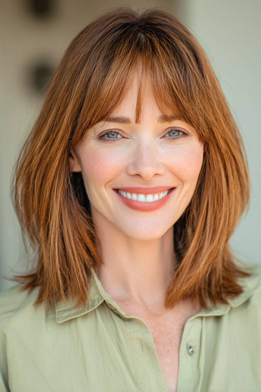 Modern Shaggy Lob with Subtle Layers