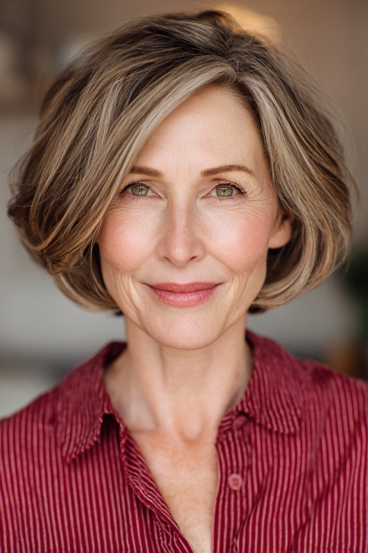 Modern Soft Layered Bob with Subtle Highlights
