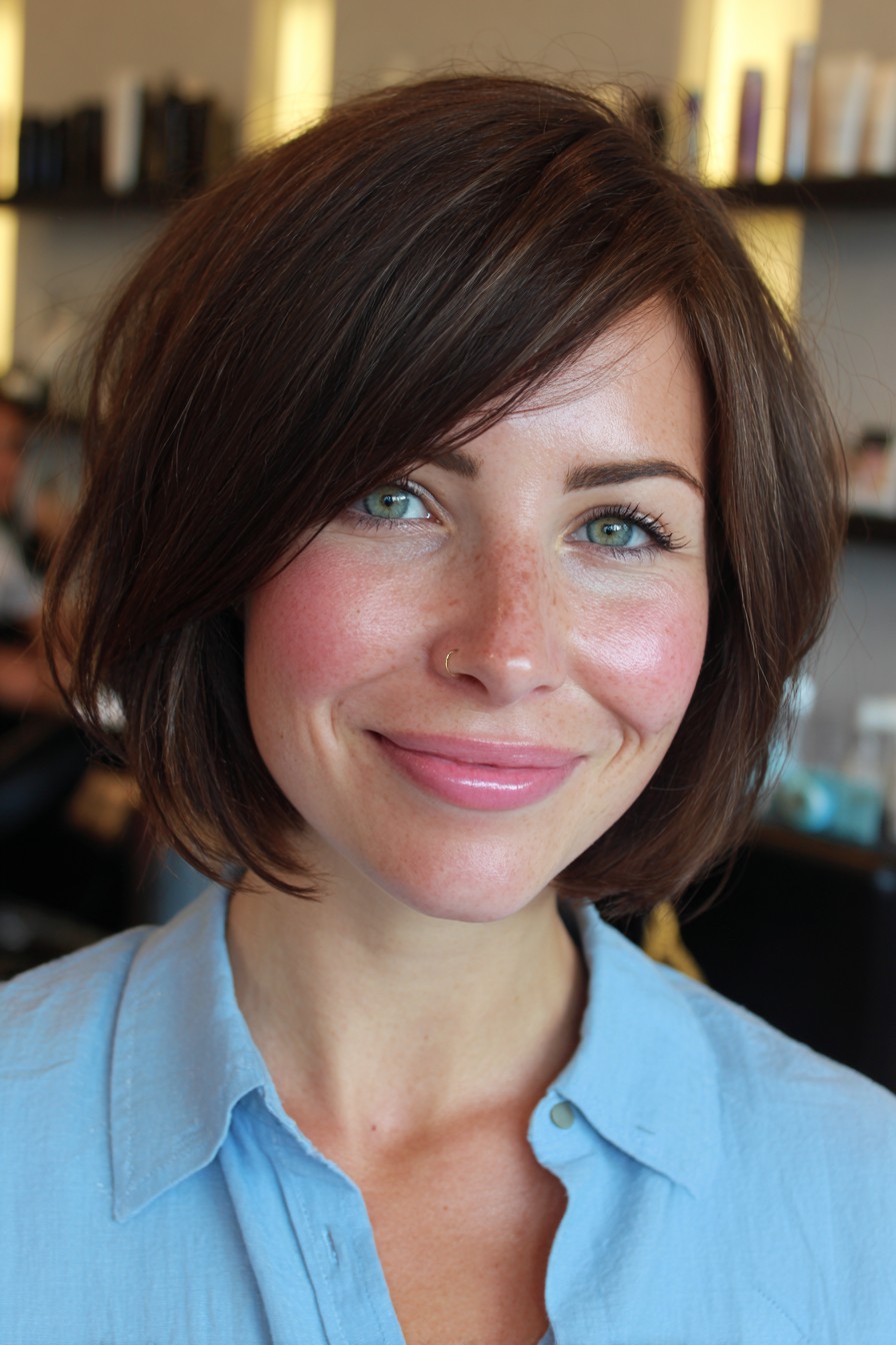 Modern Textured Bob with Side-Swept Bangs