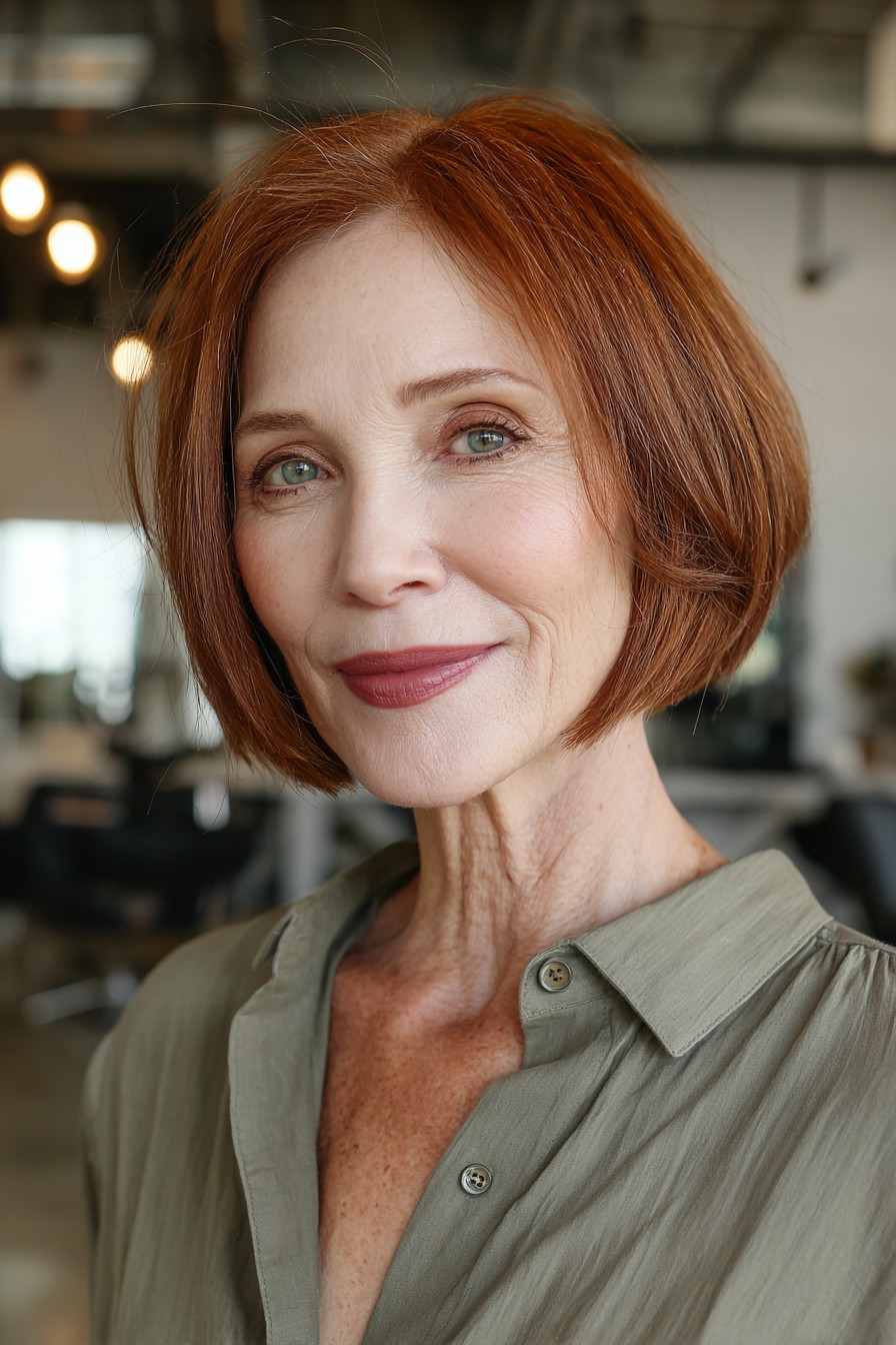 Radiant Red Bob with Subtle Textured Layers