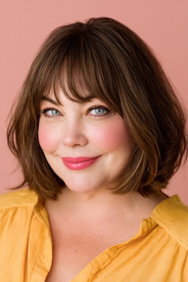 Rounded Bob with Soft Face-Framing Bangs