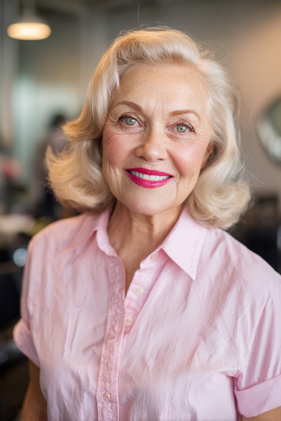 Soft Curly Shoulder-Length Hair with Subtle Volume