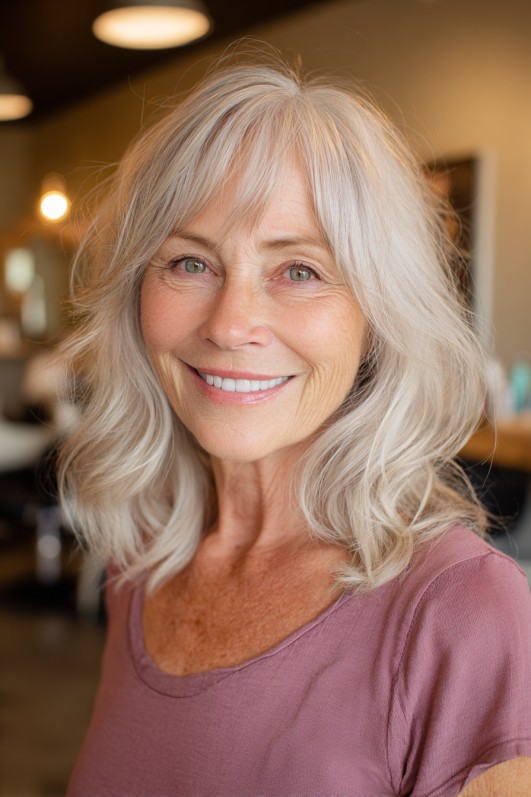 Softly Layered Silver Cut with Face-Framing Pieces