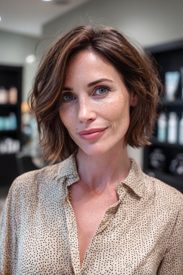 Softly Textured Wavy Bob with Subtle Layers