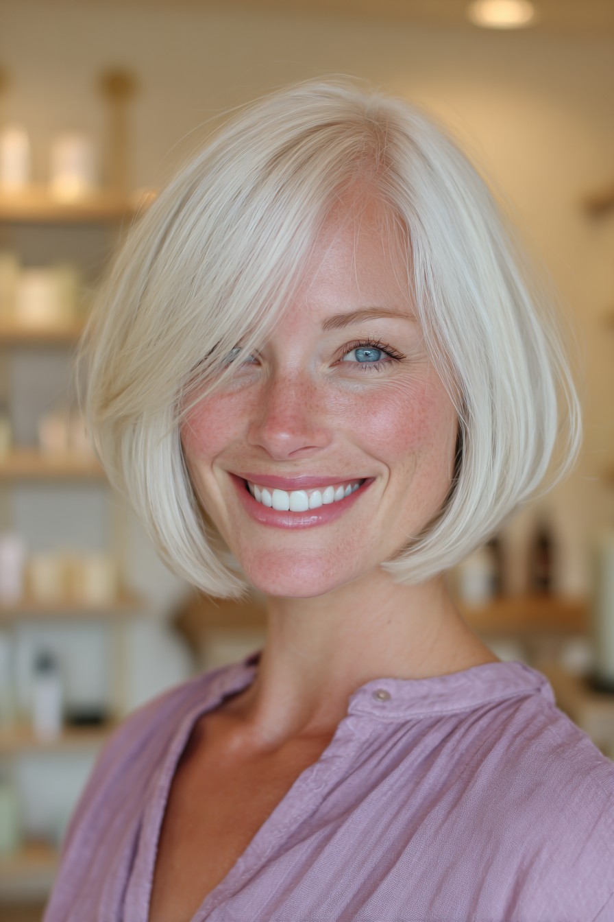Stylish Textured Blonde Bob with Subtle Layers