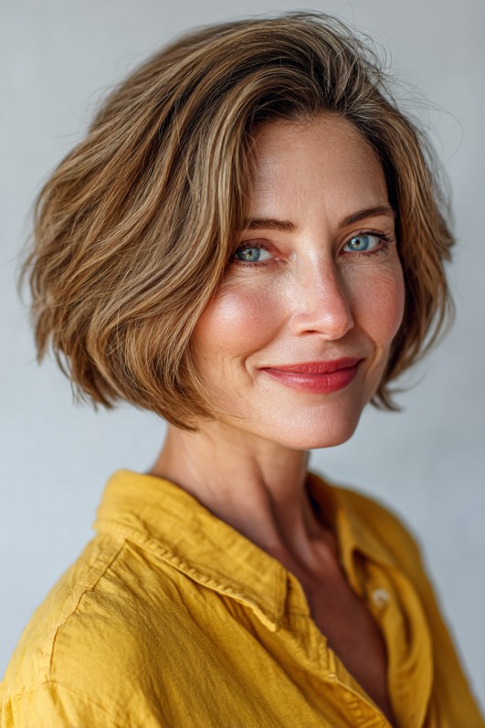 Textured A-Line Bob with Subtle Highlights