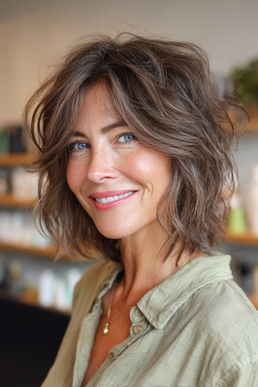 Textured Bouncy Lob with Subtle Layers